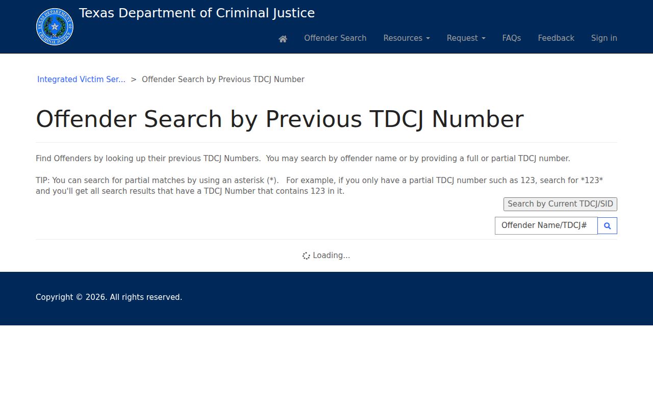 Crane County arrest lookup TDCJ previous number search