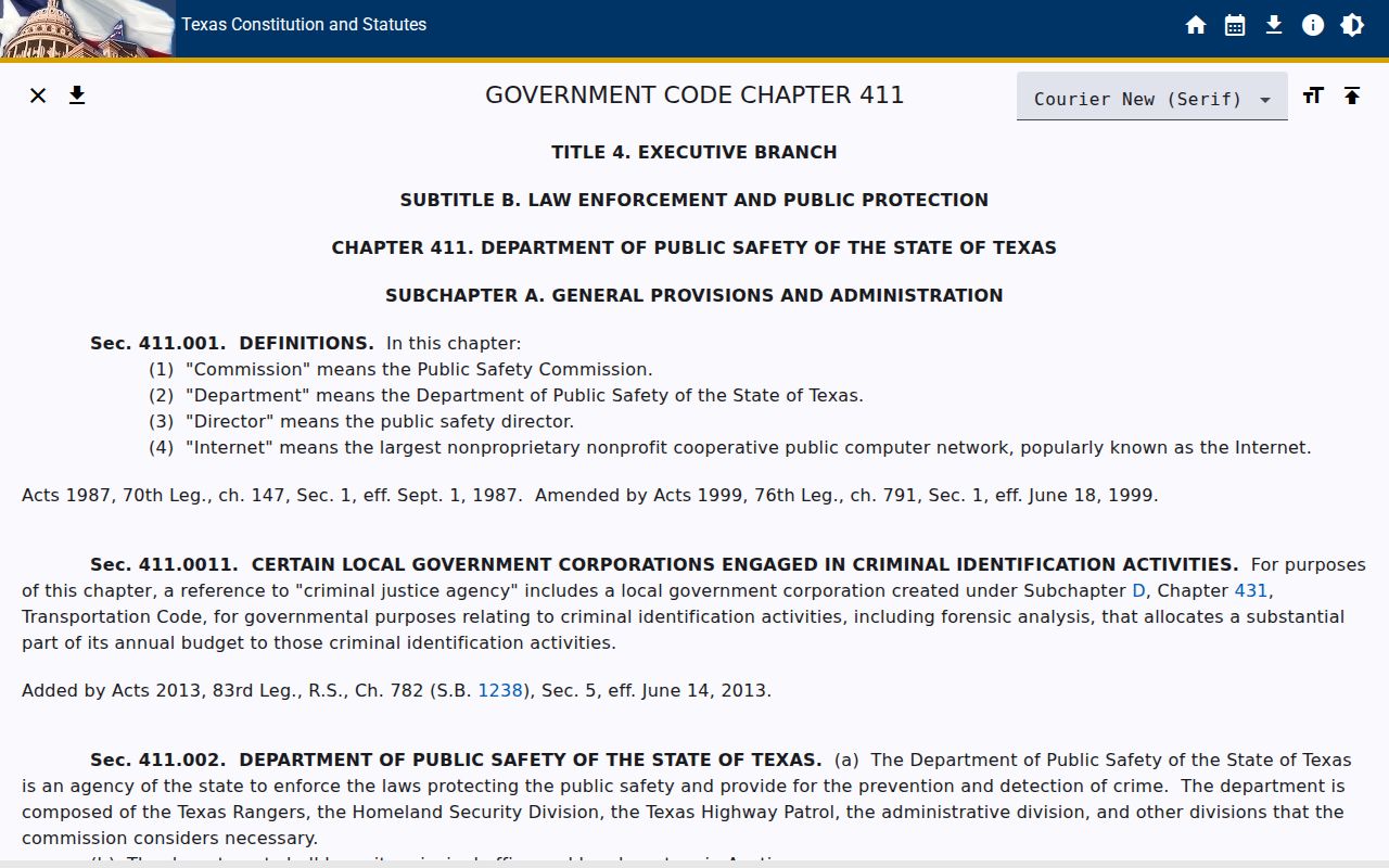 Crane County court case access rules under Texas Government Code Chapter 411