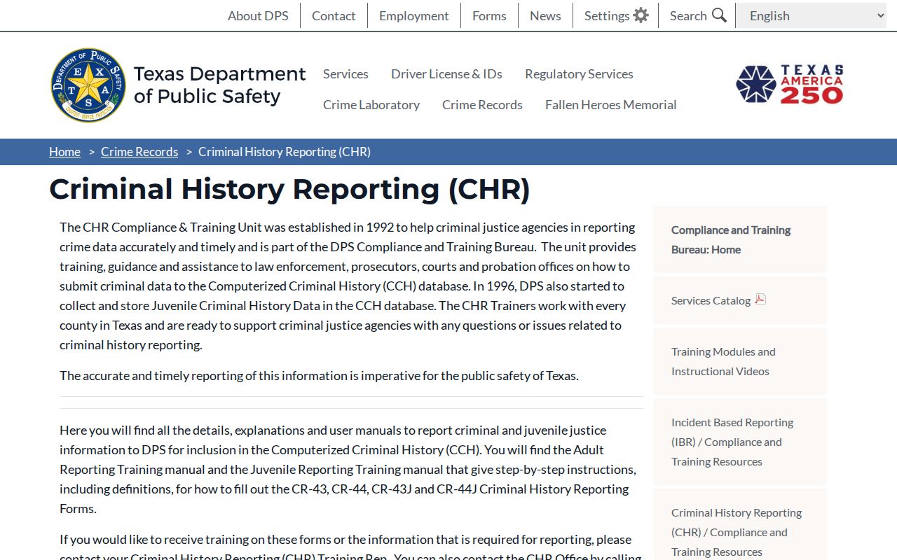 Crane County criminal record reporting into the Texas CCH system