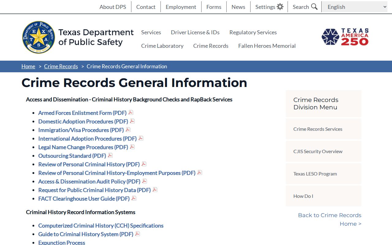 Crane County criminal history personal review and record resources